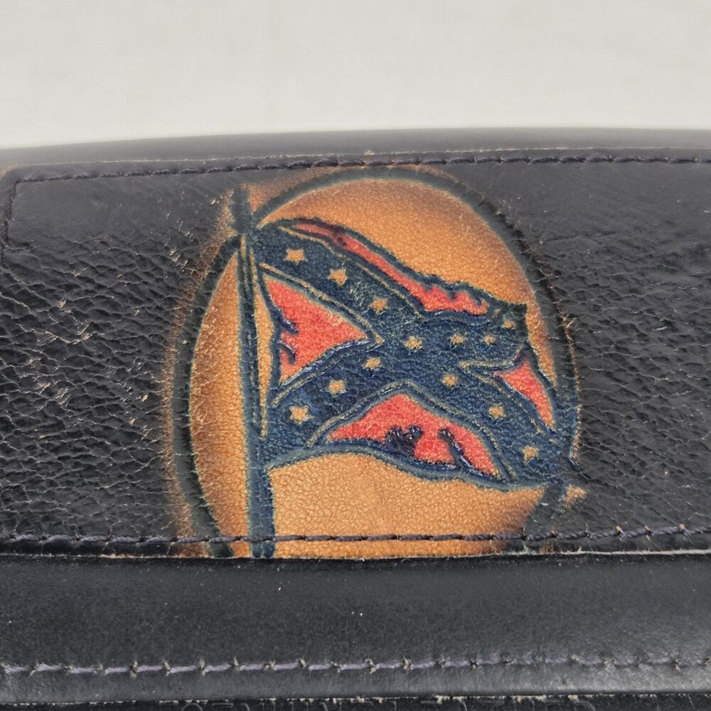 Genuine Black Leather Wallet Chain Flag Stars and Bars Southern Pride Culture - Picture 11 of 11
